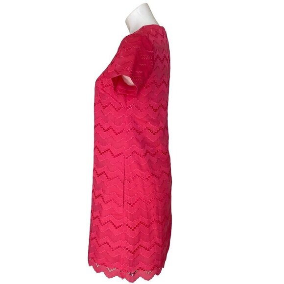 CeCe by Cynthia Steffe Pink Corded Lace Shift Dress, Short Sleeve Women's Size 4 - Picture 8 of 12